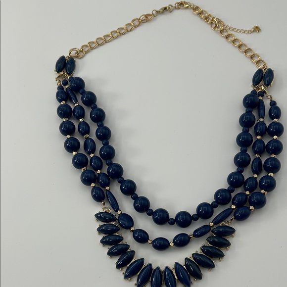 Fashion Jewelry Navy and Gold Beaded Necklace - Picture 14 of 16